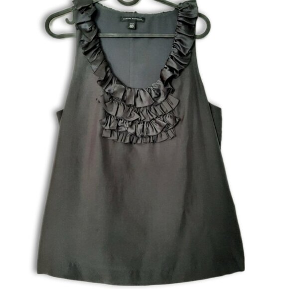 BANANA REPUBLIC 100% Silk Lightweight Shell Tank Top Scoop Neck Black Sz M P - Picture 1 of 14